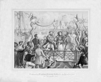 Ankunft u. Empfang Ludwig Kossuth’s in Southampton, den 23ten October 1851. Kossuth Lajos fogadtatása a Southampton-i kikötőben, 1851. október 23-án.