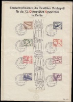 1936 Nyári olimpiai játékok emléklapon 2 példányban + 1 téli olimpiai játékok sor levélen