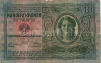 1912. 100K román körbélyegzővel + Osztrák-Magyar Bank 1918. 10.000K csak német nyelvű, vízszintes piros 'Deutschösterreich' fny-sal T:III