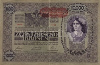 1912. 100K román körbélyegzővel + Osztrák-Magyar Bank 1918. 10.000K csak német nyelvű, vízszintes piros 'Deutschösterreich' fny-sal T:III