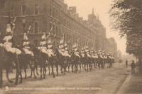 London. Knightsbridge barracks and troop of horse guards.