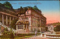 Budapest, Királyi várkert részlet Jenő herceg szobrával. C.Í. Verzóján Cholnoky Jenő autográf levele. 1916.II.24.
