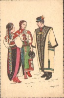 Kalotaszegi magyar népviselet. Szignált.