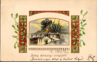 Karácsonyi üdvözlőlap. 1909. Dombornyomott. C.
