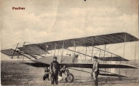 Paulhan, Louis kétszárnyú repülőjével, a Farman III-ral Los Angelesben, 1910-ből.