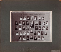 A budapesti VI. ker. felsőerdősori községi polgári leányiskola és női kereskedelmi tanfolyam tantestülete. 1917. június hó. Fotográfus: Beck Ödön.