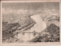 Pesti látkép, francia nyelvű, 2 db az 1860-as évekből. Fametszet.