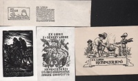 4 db exlibris:  Mészáros Vince, Reisinger Jenő, Dr Pallay László, Dr Semsey Andor részére.
