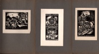 Bordás Ferenc (1911-1982) által készített ex libris, egyéni (Dr. Némedy Gyula) üdvözlőgrafika, házasságkötési emlék. 3 db