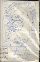 Prokop Péter (1919 - 2003) festőművész, író tolrajza 1984-ből.