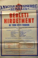 Magyar Néphadsereg színházának bérlet hirdetménye, 1956-57-es évadra.