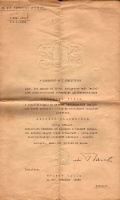 Bartha Károly (1884–1964) honvédelmi miniszter dicsérő elismerő oklevele Németh Gyula százados részére 1939-ből.