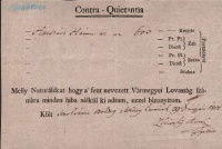 Contra- Quientantia (nyugta)  1806-ból. A vármegyei lovasság számára kiadott 