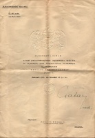 Csatay Lajos vezérezredes, honvédelmi miniszter dícsérő oklevele Németh Gyula alezredes részére 1943-ból.