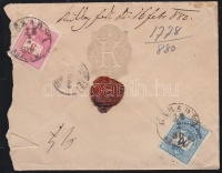 1880 Színesszámú 5kr + 10kr ajánlott levélen 'GARADNA ABAUJ M'