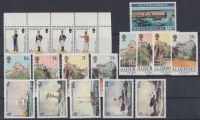 Nagy-Britannia Guernsey, Guernsey-Alderney 1969-1990 Kis összeállítás + Portó Mi 1-7, 2 stecklapon (Mi EUR 250.-) 