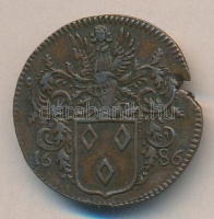 Hollandia 1686. 'Buda ostroma és elfoglalása' réz emlék zseton T:2- kitörés
&lt;br/&gt;Netherlands 1686. 'Siege and Capture of Budapest from the Turks' commemorative Cu jeton C:VF edge error