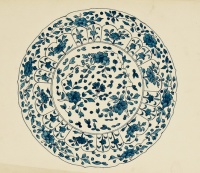 Herendi porcelán iskola: 2 tányér, 1 hamutál festéstervek