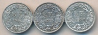 Svájc 1944. 1/2Fr Ag + 1945. 1/2Fr Ag + 1952. 1/2Fr Ag T:2,2-
&lt;br/&gt;Switzerland 1944. 1/2 Franc Ag + 1945. 1/2 Franc Ag + 1952. 1/2 Franc Ag C:XF,Vf
