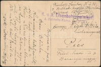 1916 Képeslap Szerbiából 'Eisenbanhregiment 2. Betriebs Komp.' + 'FP 131'