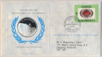 ENSZ 1977. 'A Világ nemzeteinek emlékérmei - El Salvador' Ag emlékérem (15g/0.925/32mm) megcímzett érmés borítékon elsőnapi bélyegzős bélyeggel, hátoldali tanúsítvánnyal, ismertetőkkel T:PP
&lt;br/&gt;United Nations 1977. 'The Meda