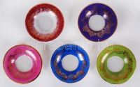 XX. sz eleje 4 db azonos mintájú, de különböző színű Alt-Wien jelzésű tálka (csészealj) / Alt Wien chinaware plates d: 10 cm