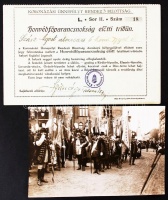 1916 IV. Károly király koronázása. Fotó a várakozókról, hozzá Szász Ágoston alezredes nevére szóló belépő az ünnepségre /
&lt;br/&gt;1916 Photo of the crowning ceremony of Carl IV. king of Hungary and an entry ticket for the ceremon