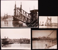 cca 1945-1948 Budapest lerombolt hídjai, 4 db fotó, 2 közülük Tiszavölgyi József pecsétjével, 9x6 és 18x13 cm közötti méretekben