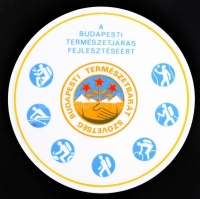 1970. A Budapesti Természetbarát Szövetség nagyalakú Hollóházi porcelán plakettje (180mm) a Budapesti Természetjárás Fejlesztéséért T:1 adományozói dísztokban