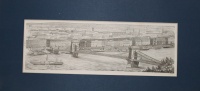 Pest fametszetű látképe a Gellért hegyről, előtérben a Lánchíddal 1864-ből. 