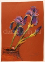 Andráskó István (1930-): Virágcsendélet. Pasztell, papír, jelzett, 30×21 cm