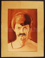 Benedek jelzéssel: Bajszos legény. Akvarell, papír, 41×28 cm