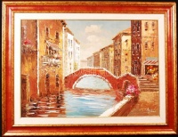Bihari Ágnes: Velence. Olaj, vászon, jelzett, újszerű keretben, 50×70 cm