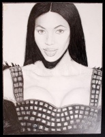 Bihari Gábor: Naomi Campbell. Ceruza, papír, 25×19 cm