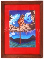 Kormos Balázs (1976-): Hajnalhasadás. Vegyes technika, papír, jelzett, üvegezett keretben, 42×29 cm