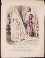 cca 1900 Párizsi színezett kőnyomatos divatkép,kis szakadással / Litho fashion picture 30×21 cm
