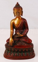 Gyógyító Buddha, ülő bronz szobor, m: 18 cm