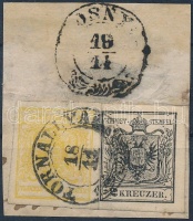 1850 1kr + 2kr 'TORNALLYA' (a bélyegek valószínűleg vissza lettek ragatva a kivágásra/stamps were most probably sticked back to cutting)