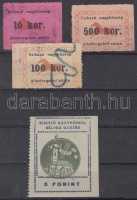 1923-1947 Szikszó városi illetékbélyegek, közte 100K tévnyomat 'i' helyett 'l'