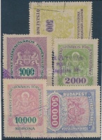 5 db Budapest Székesfőváros városi illetékbélyeg (9.900)