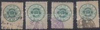 1891 4 db Naptárbélyeg 6kr klf vízjelállásokkal