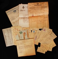 cca 1879-1956 Győr, vegyes tétel: 22 db díszes régi számla, csekk, feladóvevény.