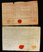1828-1832 A szekszárdi káptalani iskola 4 db latin nyelvű évvégi bizonyítványa, a káptalan rányomott viaszpecsétjével.