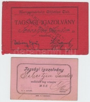 1918-1919 A Marosvásárhelyi Atlétikai Klub és at MSE 2 db tagsági igazolványa