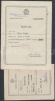 1949-1950 1-1 db béke- illetve tervkölcsön igazolás 350 és 300 forintnyi összegről.