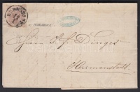 185.. 6kr MP III. szép szélekkel, üreges nyomat, távolsági levélen (tartalommal, 1 hajtóka hiányzik) 'KRONSTADT' - Hermannstadt