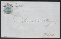 1851 9kr HP I. kis lemezhibával távolsági levélen (teljes tartalommal) szép, friss darab 'ROSNYÓ' -'WAITZEN' - piros 'WIEN'