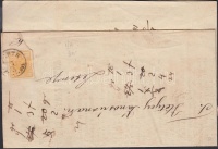 1855 2kr nyomtatványon '(P)ESTH' - 'VESZPRIM' - '(S)ZALA-EGERSZEG' - 'LETENYE'