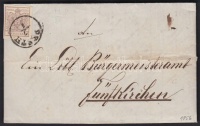 1856 6kr MP III. teljes / szép szélekkel távolsági levélen (teljes tartalommal) 'PESTH' - Fünfkirchen