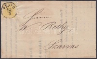 1857 1kr nyomtatvány 'PESTH'-'SZARVAS'
